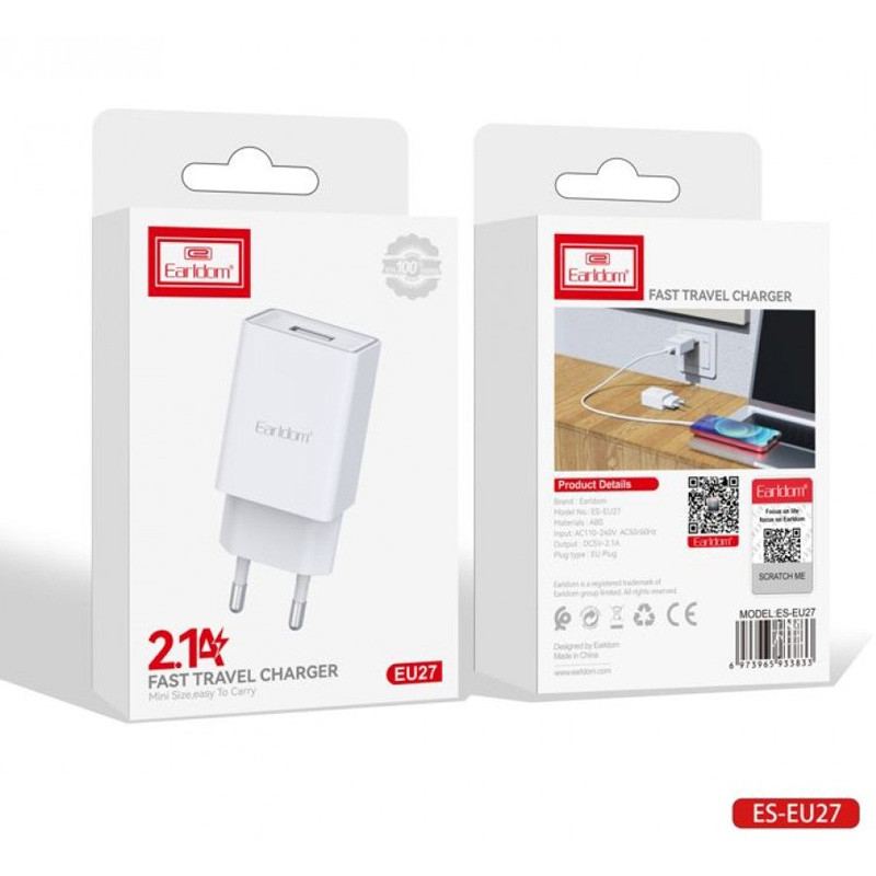 آداپتور شارژر Earldom ES-EU27 USB 5V-2.4A  