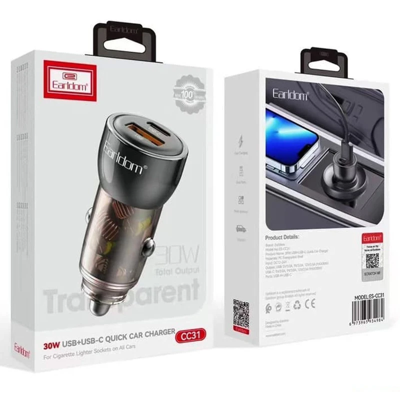 شارژر فندکی 30 وات ارلدام مدل ES-CC31  