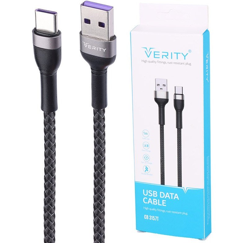 کابل تایپ سی فست شارژ Verity CB 3157 T 1m  