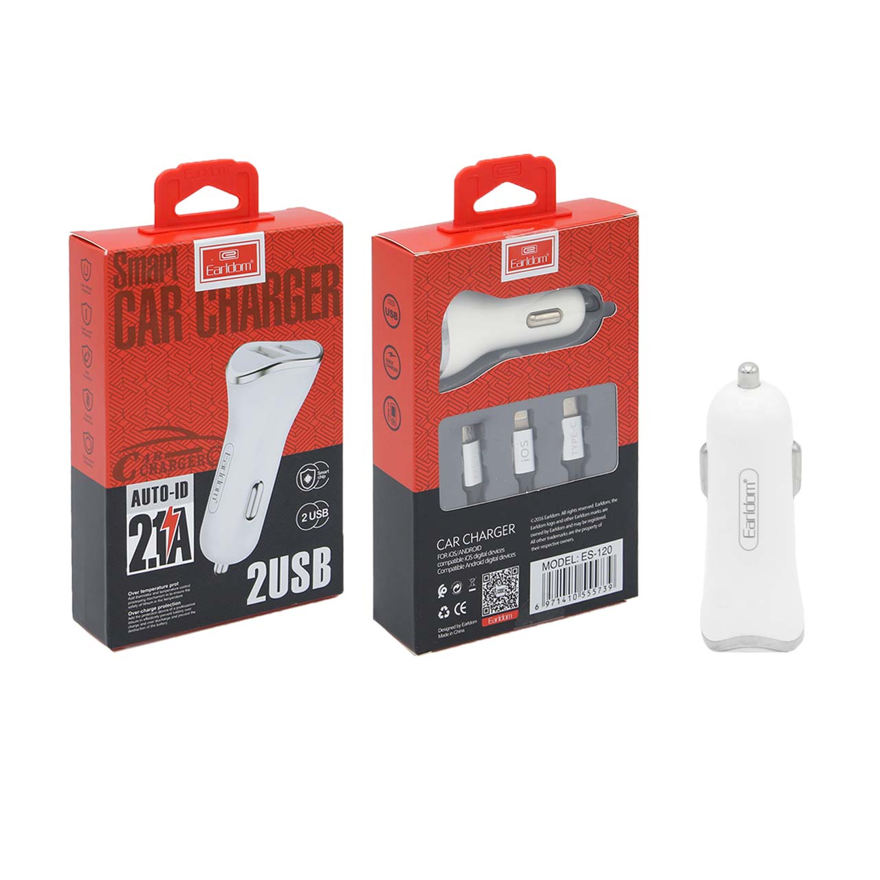 شارژر فندکی EARLDOM دو پورت ES-120  